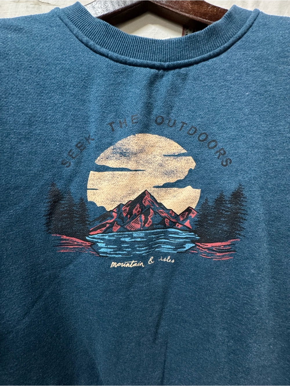 Mountain and Isles Women’s  Blue Graphic Crewneck Sweatshirt size large - Picture 3 of 5